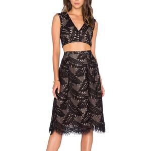 BCBGmaxazria Tyrah Black Lace Sleeveless V-neck Formal 2 Piece Skirt Dress Set